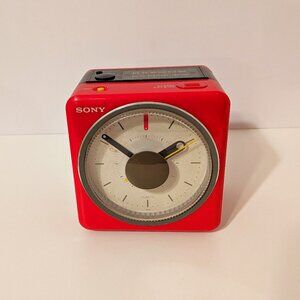 Vintage Sony FM/AM Radio Here Comes The Sun Beatles Alarm Clock Red ICF-A10W